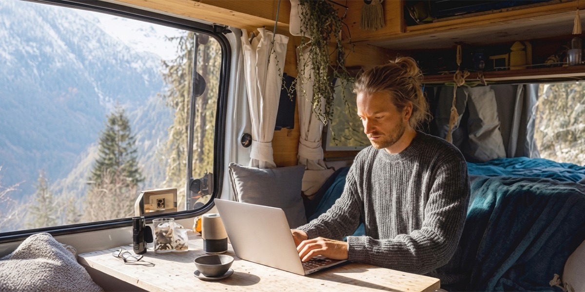 A Routica Explorer cellular router providing stable Wi-Fi to multiple devices inside an RV.