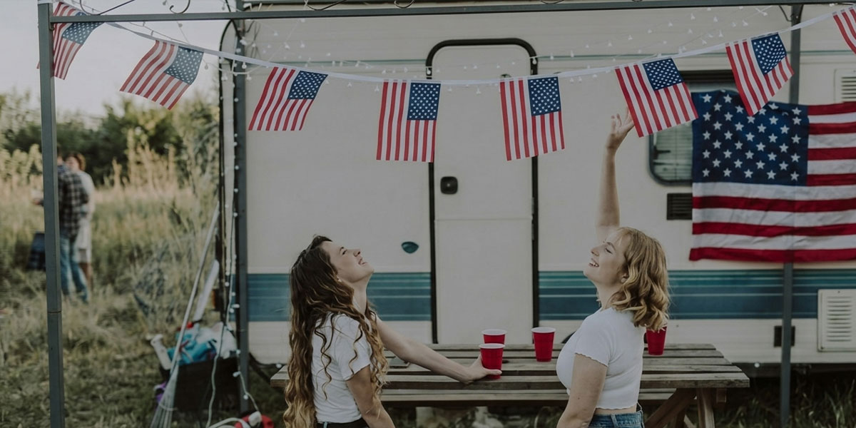 RVs on a busy highway during record 4th of July holiday travel in 2026.